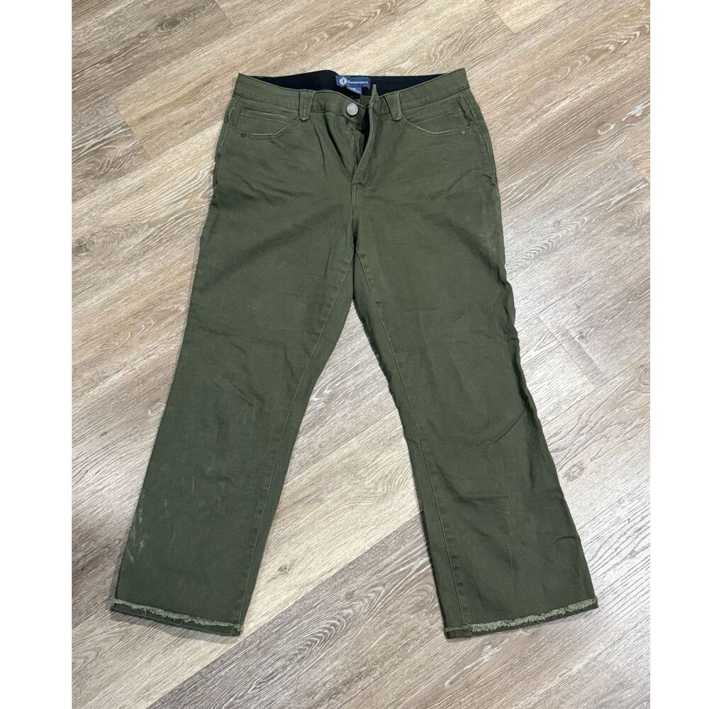 Democracy Women's Green Stretch Cotton Spandex Pants Button Zipper Size 12